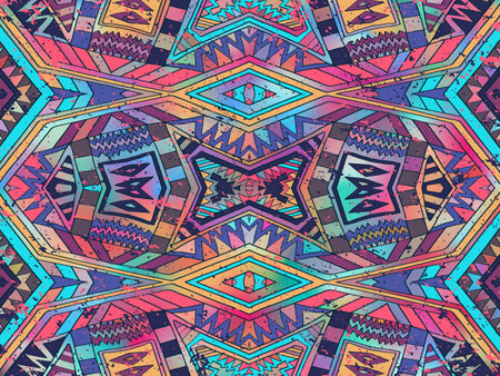 Abstract background. Colorful triangles ornament background. Trendy summer bright colors. Abstract doodle triangles background can be used for web design, wallpapers and prints.のイラスト素材