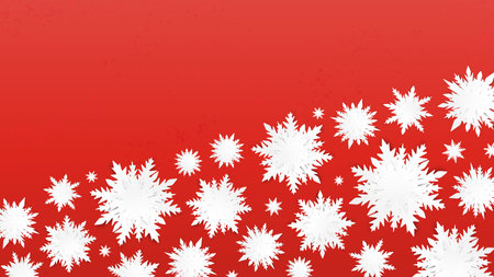 Origami snowflakes. Merry Christmas poster. Happy New Year. Winter holidays background. Cutout snow. New Year design with place for text. 3d paper cut. Abstract trendy banner.のイラスト素材