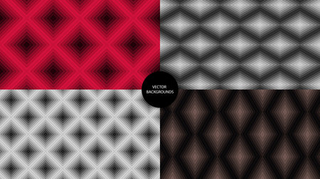 Backgrounds set. Abstract collection. Geometric textures. Graphic wallpapers for web design or business printed products. Vector illustrations for banners, cards, booklets, posters.のイラスト素材