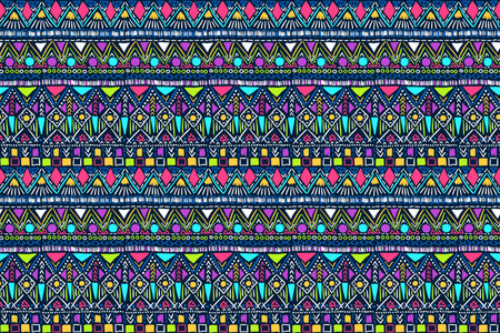 Fabric pattern. Tribal ornament. Ethnic style. Embroidery effect illustration. Mexican fabric....