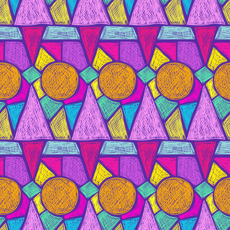 Ethnic doodles pattern. Tribal print. Simple sketch background. Aztec. Abstract geometric fabric. Cloth design. Fashion. Textile ornament. Hand drawn seamless vector.のイラスト素材