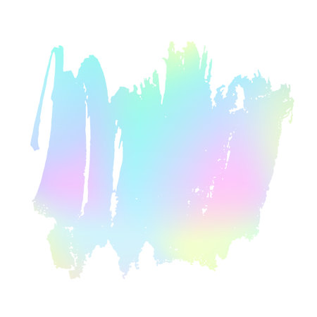 Grunge stain. Holographic. Rainbow colors. Ink splash. Isolated backdrop for text or logo. Liquid stain. Watercolor paint stroke. Holography. Place for text. Design element.のイラスト素材