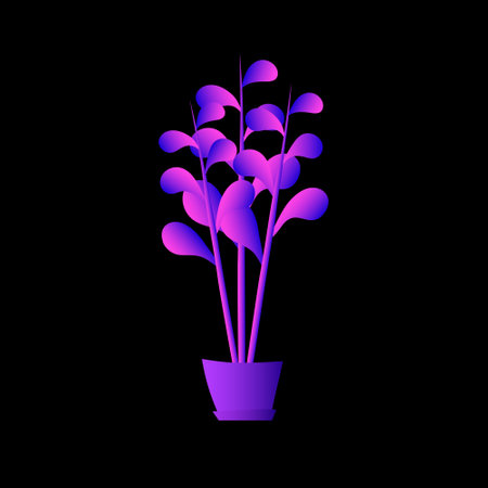 Flat plant. Indoor. Flower pots. Leaves. Foliage. Trendy vector collection. Potted plant. Garden. Jungle. Flat design. Gradient colors. Outdoor. Tropical.のイラスト素材