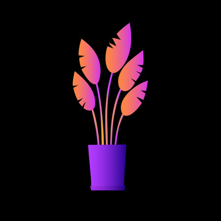 Flat plant. Indoor. Flower pots. Leaves. Foliage. Trendy vector collection. Potted plant. Garden. Jungle. Flat design. Gradient colors. Outdoor. Tropical.のイラスト素材