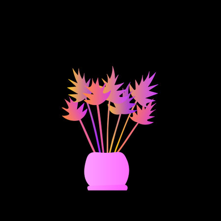 Flat plant. Indoor. Flower pots. Leaves. Foliage. Trendy vector collection. Potted plant. Garden. Jungle. Flat design. Gradient colors. Outdoor. Tropical.のイラスト素材
