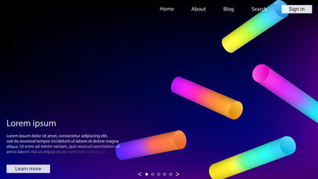 3d effect shapes. Web design. Poster background. Minimal. Webpage template. Color transition. Modern backdrop. Trendy colors. Futuristic illustration. Stylish concept.のイラスト素材
