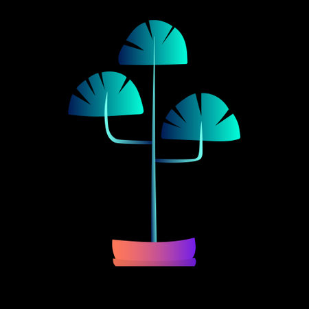 Flat plant. Indoor. Flower pots. Leaves. Foliage. Trendy vector collection. Potted plant. Garden. Jungle. Flat design. Gradient colors. Outdoor. Tropical.のイラスト素材