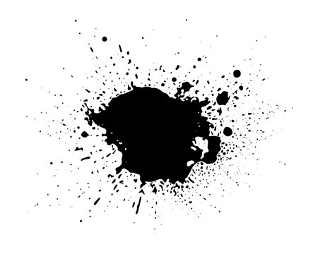 Grunge stains background. Ink splatter. Spray splashes backdrop. Liquid stains isolated. Paint brush strokes and drops texture. Abstract vector illustration.のイラスト素材