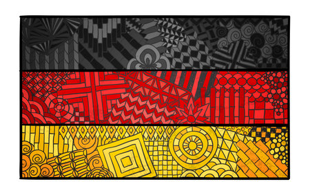 Germany flag. Deutschland national symbol. German country sign. Berlin. Deutsch souvenir design. ornament. Abstract flag for print design.のイラスト素材