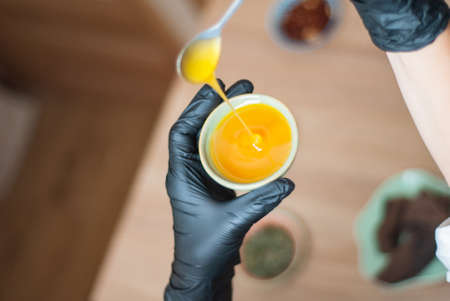 ingredients for making handmade chocolates and the process of making themの写真素材