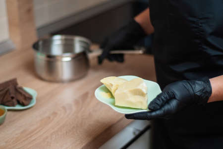 ingredients for making handmade chocolates and the process of making themの写真素材