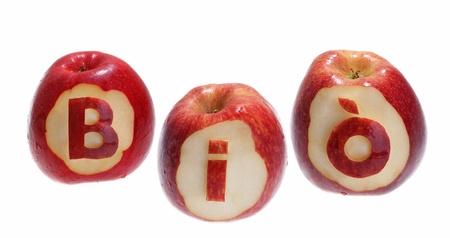 three BIO applesの写真素材