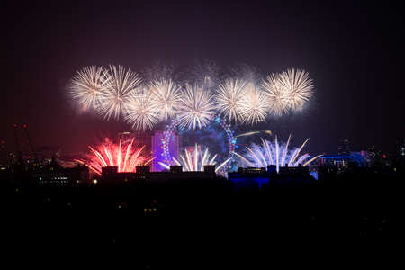 London city - 01 Jan 2020: Fireworks celebrations in London, UKのeditorial素材