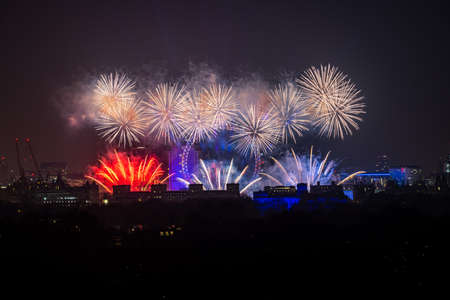 London city - 01 Jan 2020: Fireworks celebrations in London, UKのeditorial素材