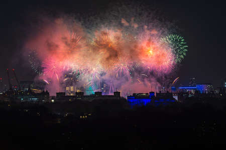 London city - 01 Jan 2020: Fireworks celebrations in London, UKのeditorial素材