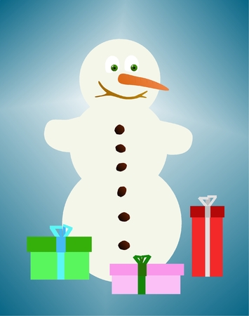 Snowman with Christmas presentsのイラスト素材