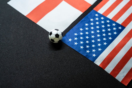 November 2022: England vs USA, Football match with national flagsの写真素材