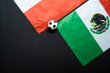 Mexico vs Poland, Football match with national flagsの写真素材