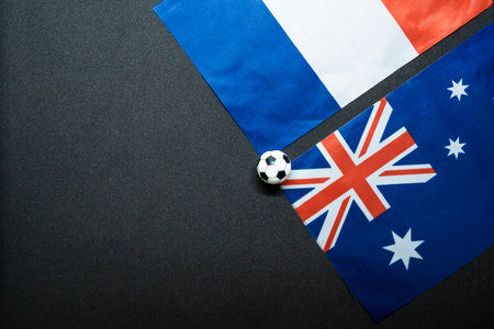 France vs Australia, Football match with national flagsの写真素材
