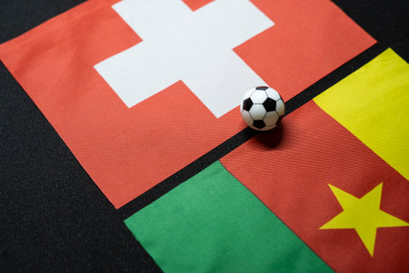 November 2022: Switzerland vs Cameroon, Football match with national flagsの写真素材