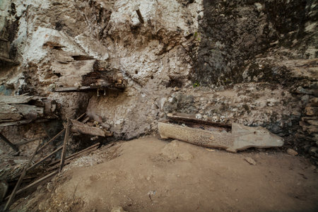 Torajan cliff burial, Indonesiaの写真素材