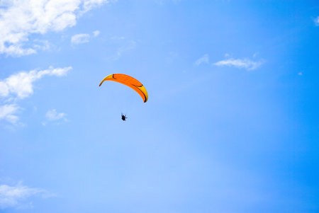 Paragliding on the mountains, Puncak Bogor, West java, indonesiaの写真素材