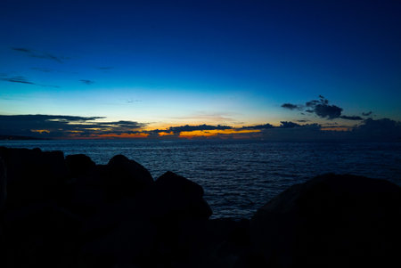 Beautiful sunset on the beachの写真素材