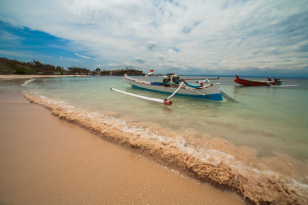 Pink Beach, Lombok Island, West Nusa Tenggara, Indonesiaの写真素材