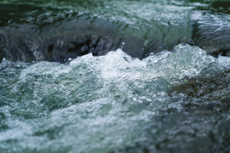 blue water surface closeupの写真素材