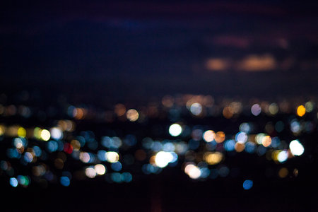 City night light blur bokeh , defocused backgroundの写真素材