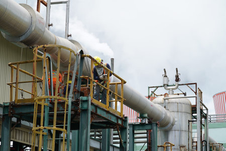 people working electrical power plantの写真素材