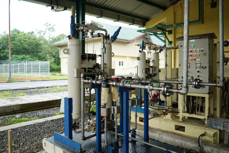 water treatment plant pipingの写真素材