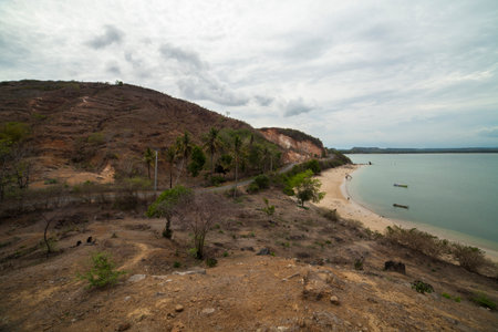 A rid hills on the beach, Teluk Awang Lombok, Indonesiaの写真素材