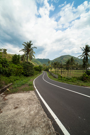 Road in forest, Lombok Indonesiaの写真素材