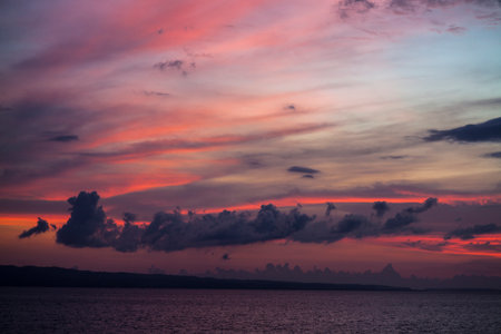 sea sunset from Lombok, Indonesiaの写真素材