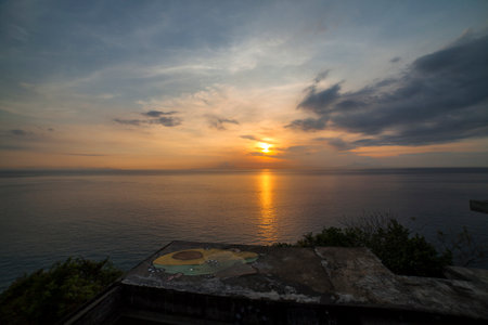 Beautiful panoramic view of tropical beach at sunset, Lombok island. Indonesiaの写真素材