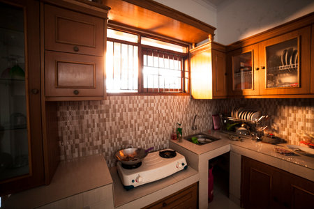 Morning Atmosphere in kitchen spaceの写真素材