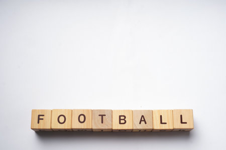 Football writing uses blocks on a white backgroundの写真素材