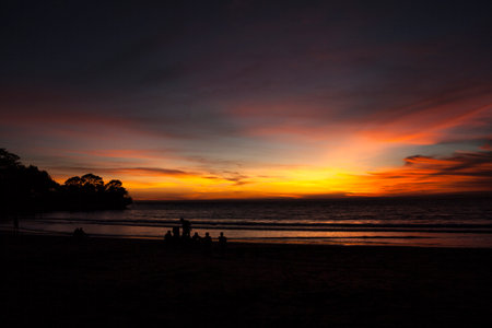 sunset atmosphere on the beachの写真素材