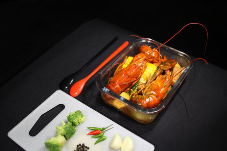 lobster cuisine with vegetablesの写真素材