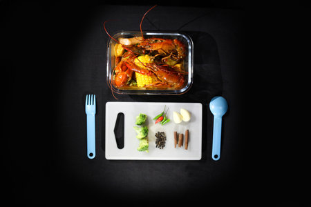 lobster cuisine with vegetablesの写真素材