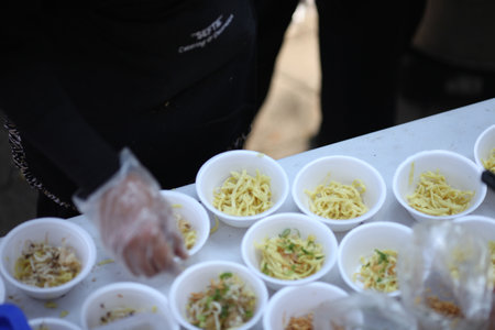 Mie kocok Bandung are being preparedの写真素材