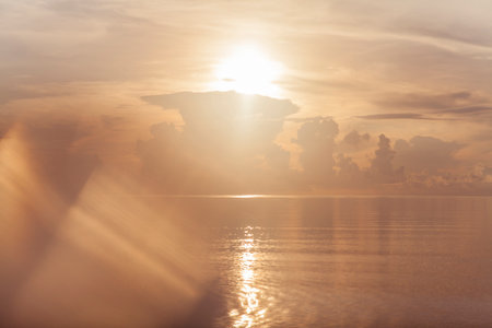 the atmosphere of the afternoon sunshine on the beach, Belitung Indonesiaの写真素材