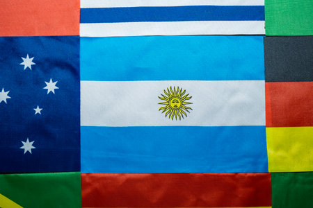 Argentina flag of the participating countries in the international championship tournament.の写真素材