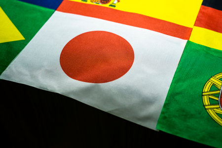 Japan flag of the participating countries in the international championship tournamentの写真素材