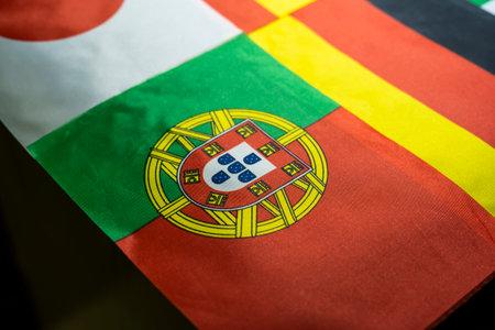 Portugal flag of the participating countries in the international championship tournamentの写真素材