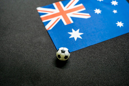 Australia Football with national flagsの写真素材