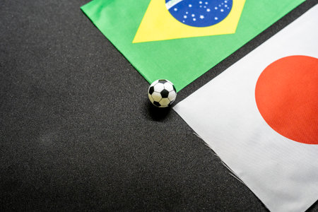 Brazil vs Japan, Football match with national flags