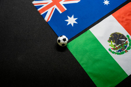 Australia vs Mexico, Football match with national flagsの写真素材