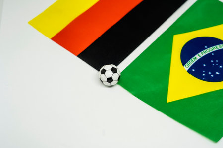 Brazil vs Germany, Football match with national flagsの写真素材